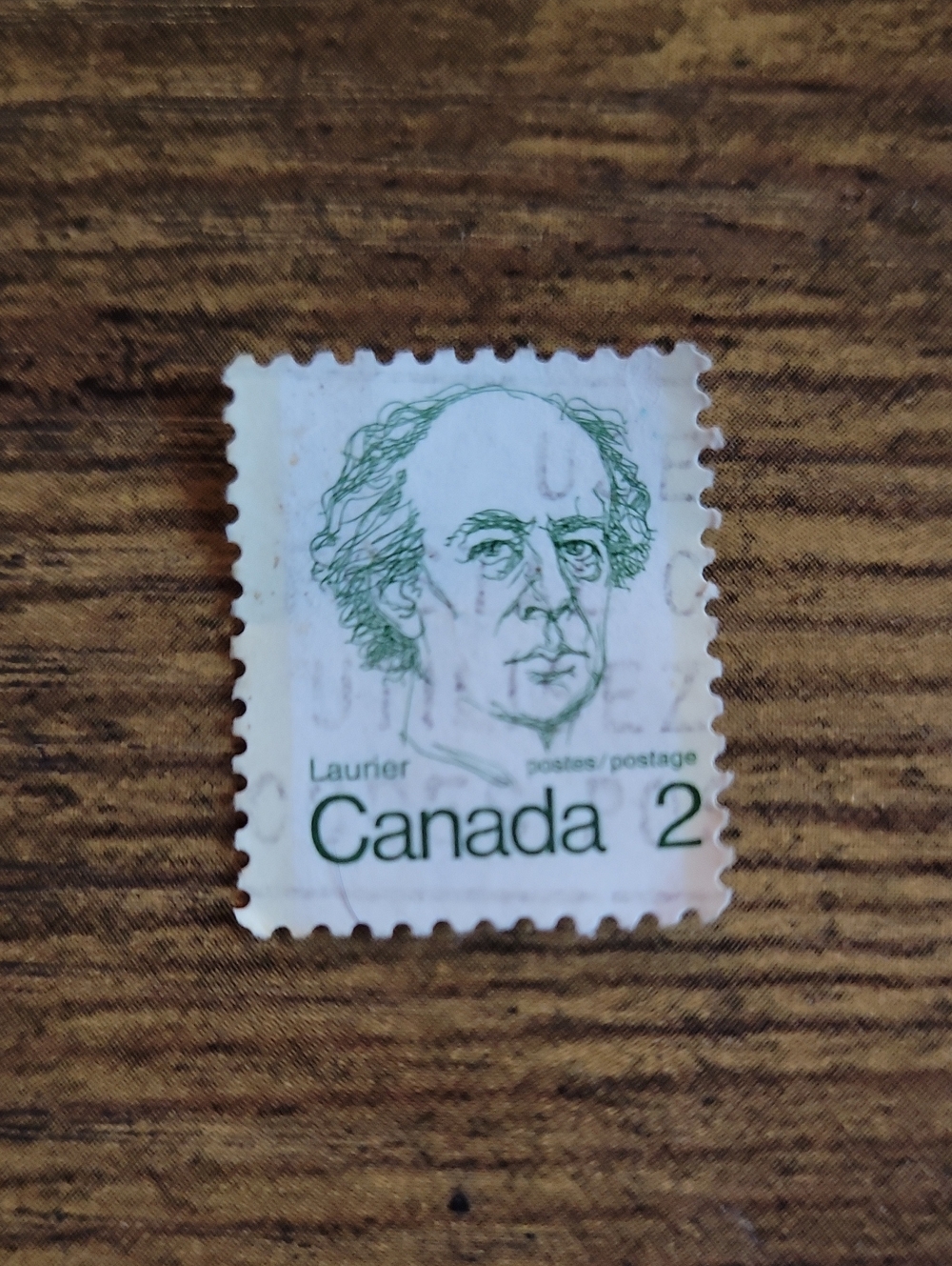Canada Laurier Vintage Stamp Art - Green